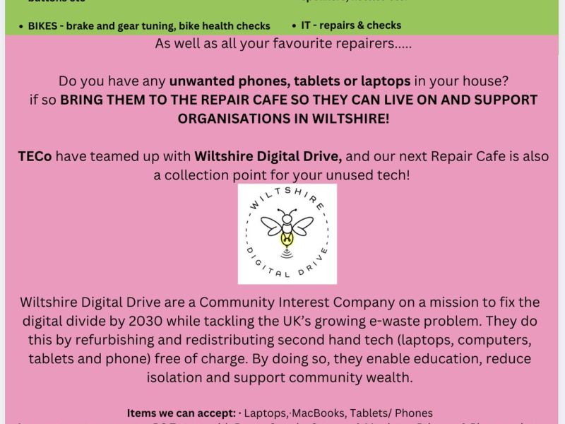 Summer Repair Café and Tech Collection 13th&nbsp;June